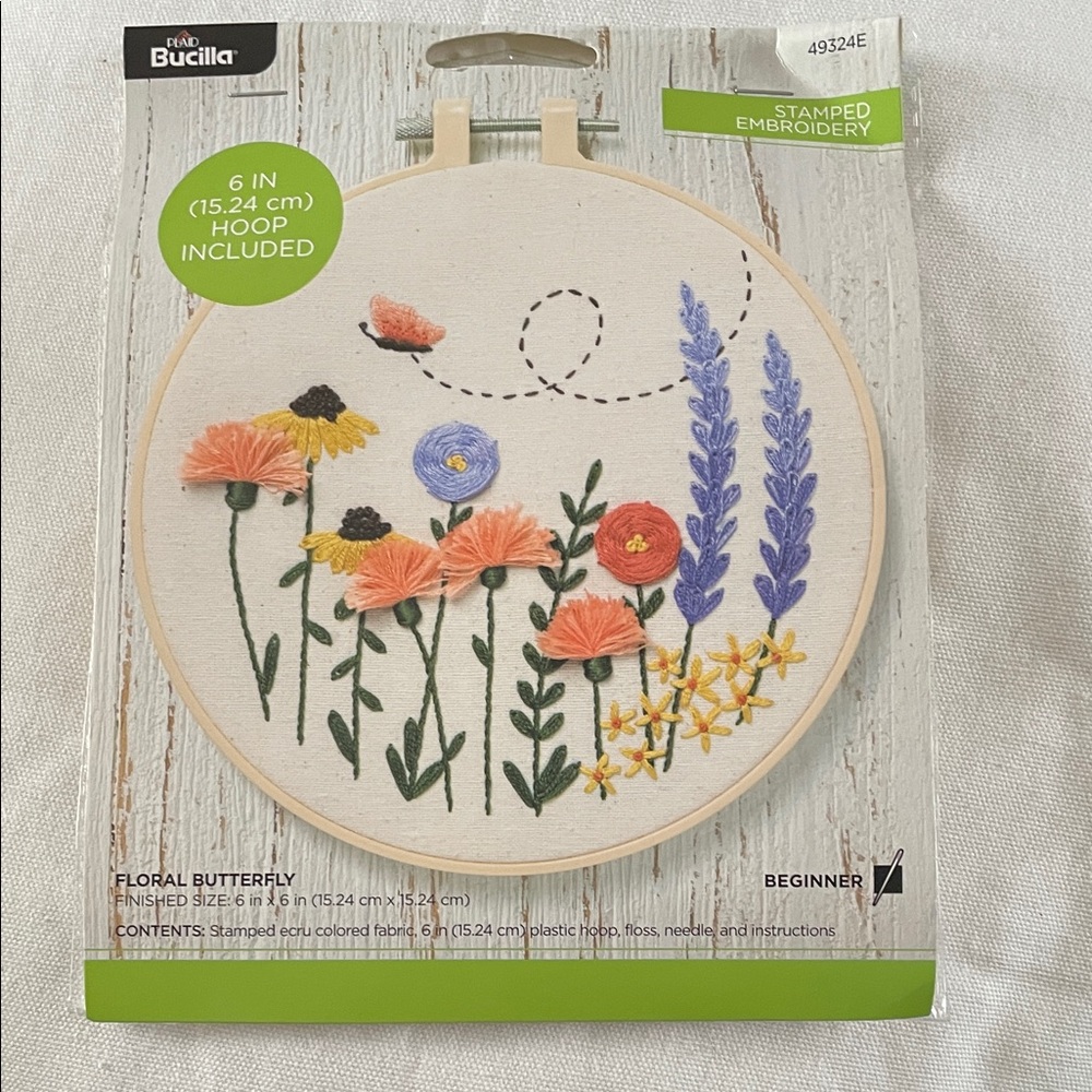 Bucilla Stamped Embroidery Kit - Floral Butterfly